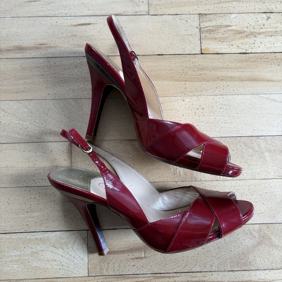 Cole Haan Shoes - Cole Haan Air‎ Carma Sling Back Red Burgundy Patent Leather Peep Toe Pump 8 B